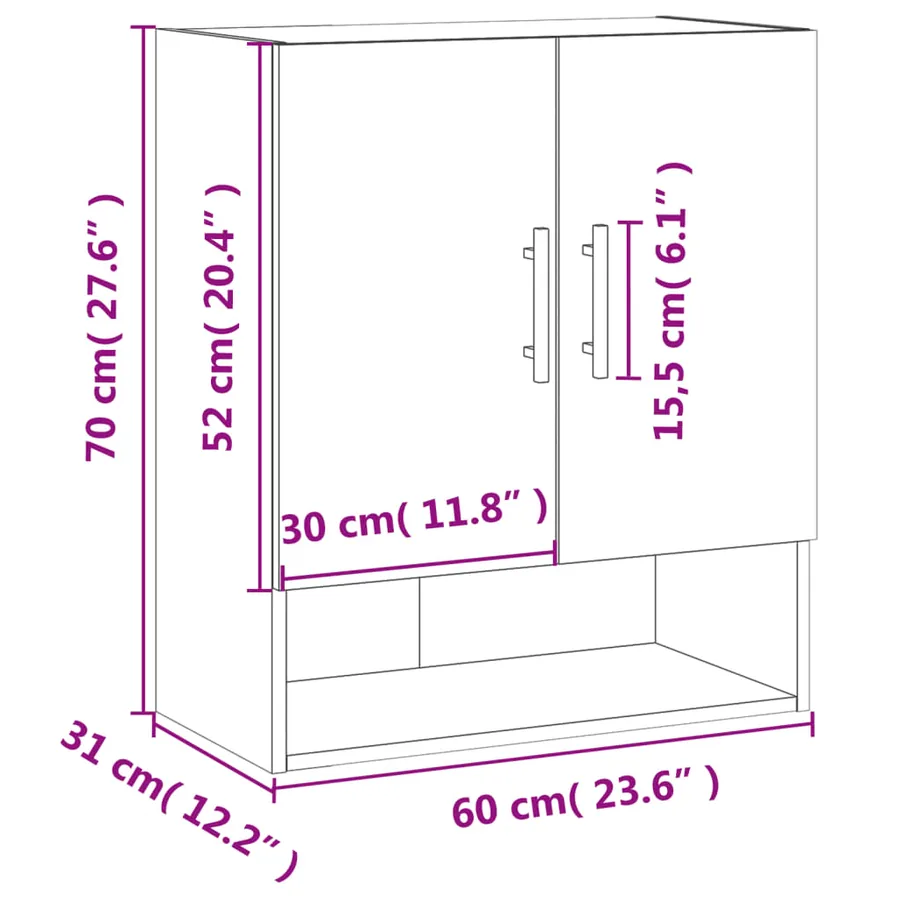 Armoire murale blanc 60x31x70 cm bois d'ingénierie - 12