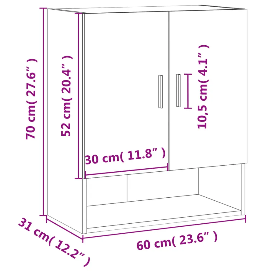 Armoire murale sonoma gris 60x31x70 cm bois d'ingénierie - 12