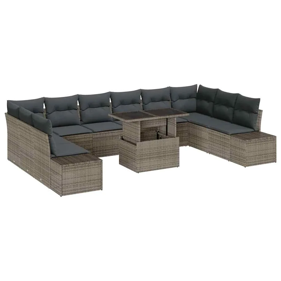 Ensemble de canapé de jardin avec coussin 11 pcs Gris - 2