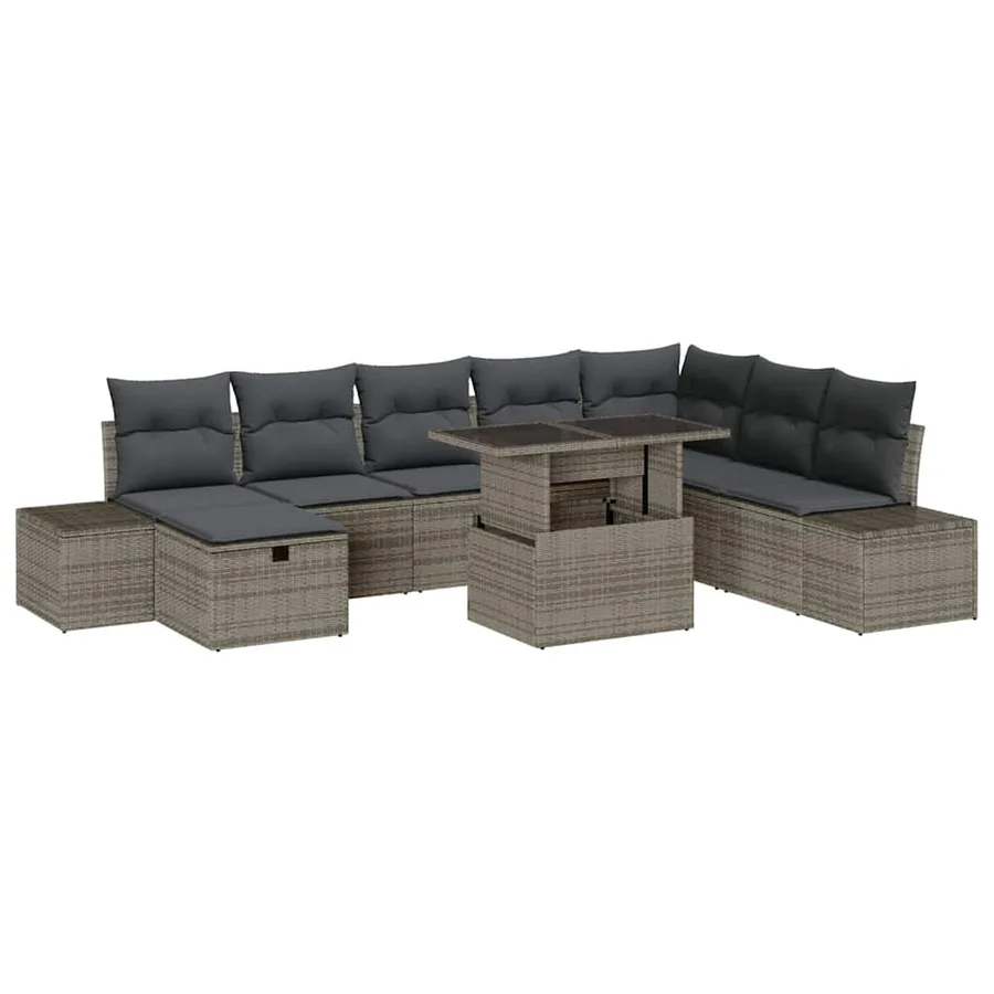 Ensemble de canapé de jardin 11 pcs Gris Poly rotin - 2