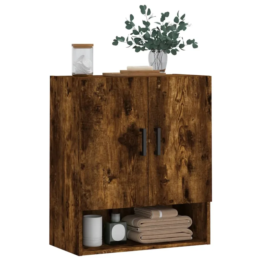 Armoire murale chêne fumé 60x31x70 cm bois d'ingénierie - 3