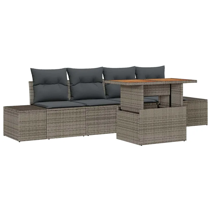 Ensemble de canapé de jardin 5 pc Gris et marron - 2