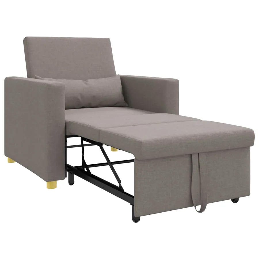 Canapé-lit escamotable simple Taupe 90 x 165 x 87 cm tissu - 4