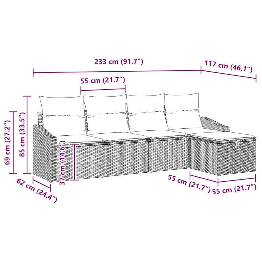 Ensemble de Canapés avec coussin 6 pcs polyrotin - 12