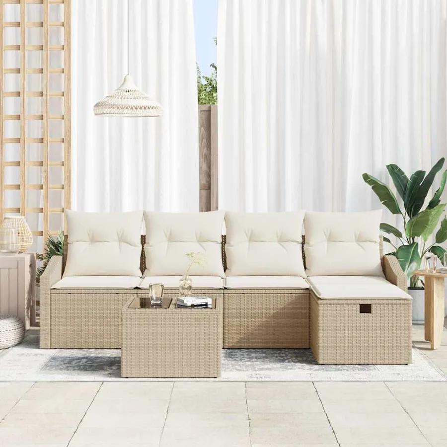 Ensemble de Canapés avec coussin 5 pcs polyrotin - 3