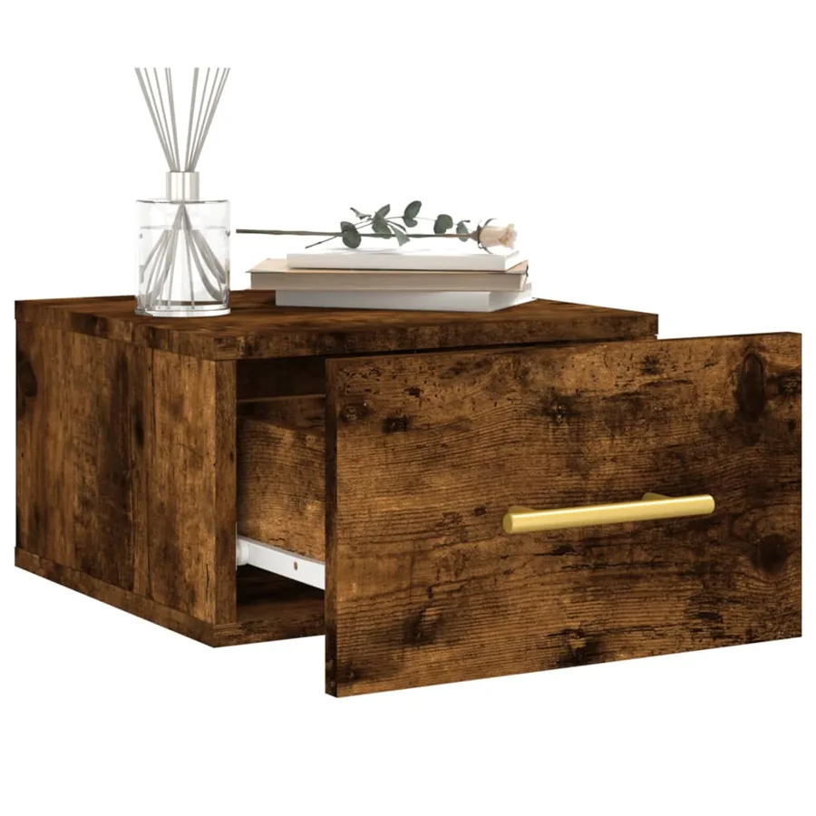 Tables de chevet murales 2 pcs chêne fumé 35x35x20 cm - 4