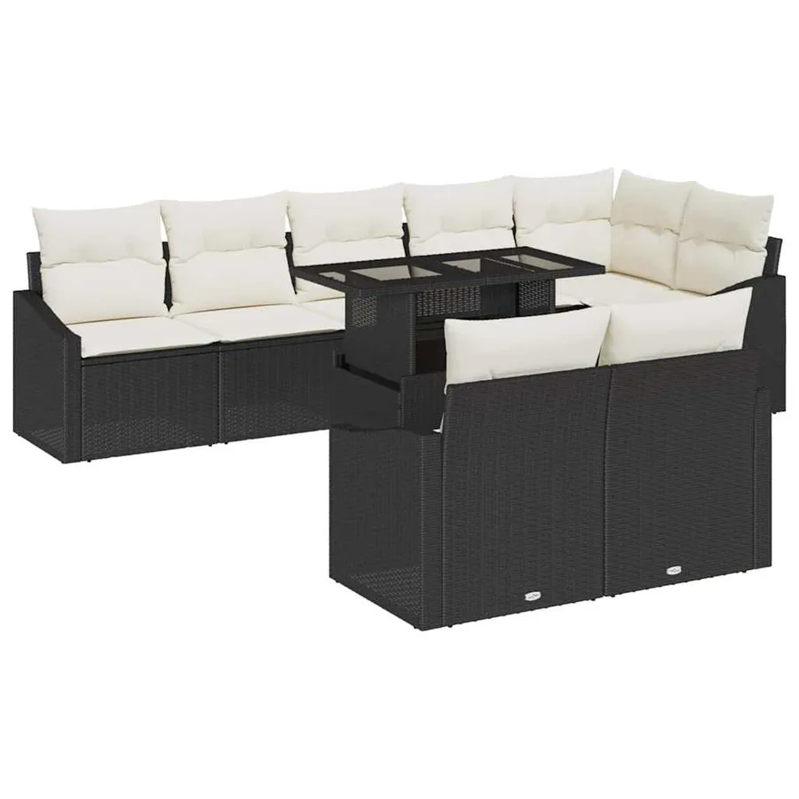 Ensemble de canapé de jardin avec coussin 9 pcs Noir et Crème - 2