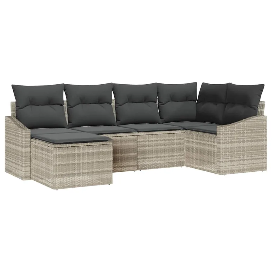 Ensemble de salle à manger pour jardin 6 pcs Gris clair - 2