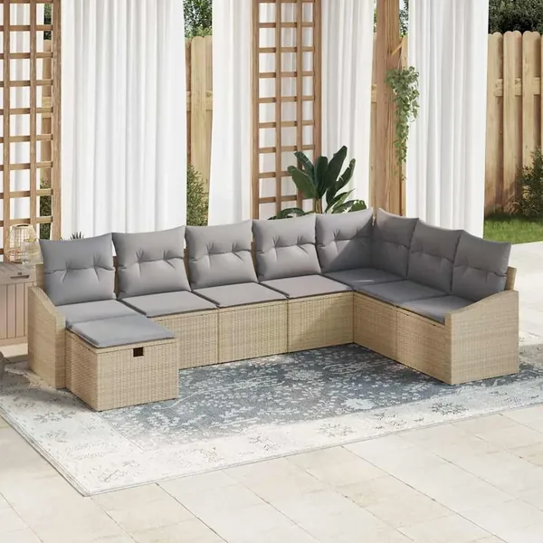 Ensemble de Canapés avec coussin 9 pcs polyrotin