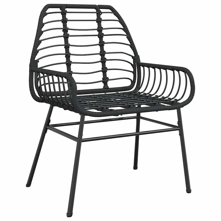 Ensemble à manger de jardin 5 pcs noir résine tressée verre - 4