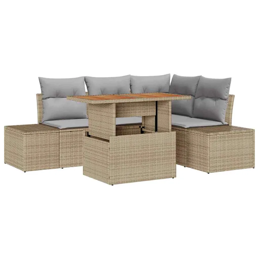 Ensemble de canapé de jardin 5 pc Beige et gris - 2