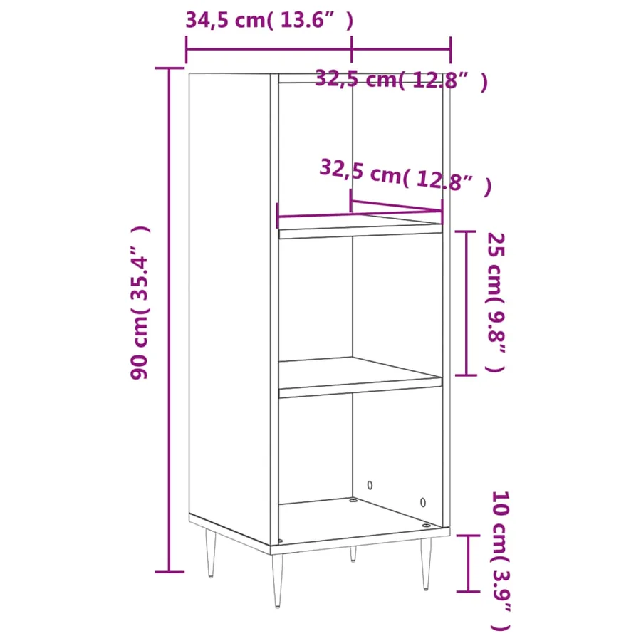 Buffet chêne fumé 34,5x32,5x90 cm bois d'ingénierie - 9