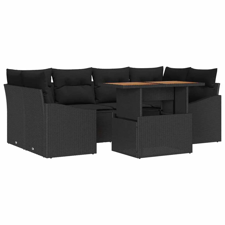 Ensemble de canapé de jardin 7 pc Noir et Marron - 2