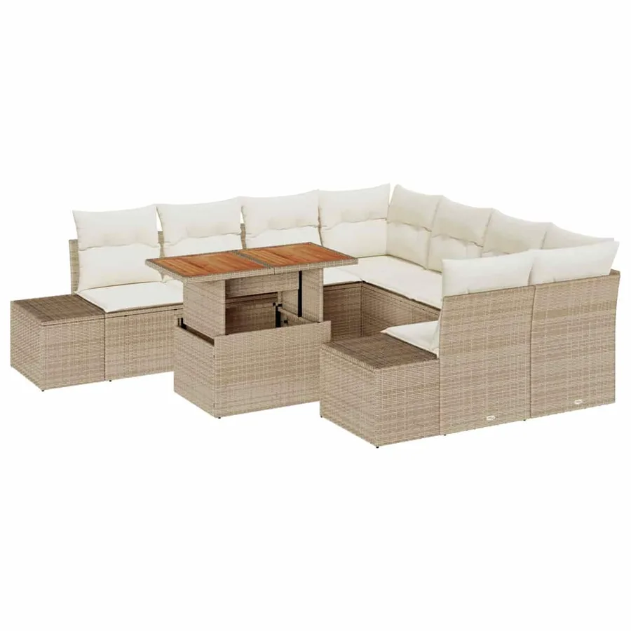 Ensemble de canapé de jardin 9 pc Beige et crème - 2