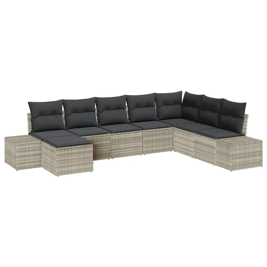 Ensemble de canapé de jardin avec coussin 8 pcs polyrotin - 2