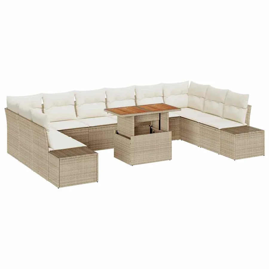 Ensemble de canapé de jardin avec coussin 11 pcs Beige et crème - 2