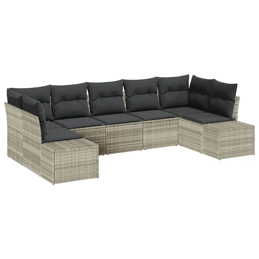 Ensemble de canapé de jardin 7 pcs Gris clair polyrotin - 2
