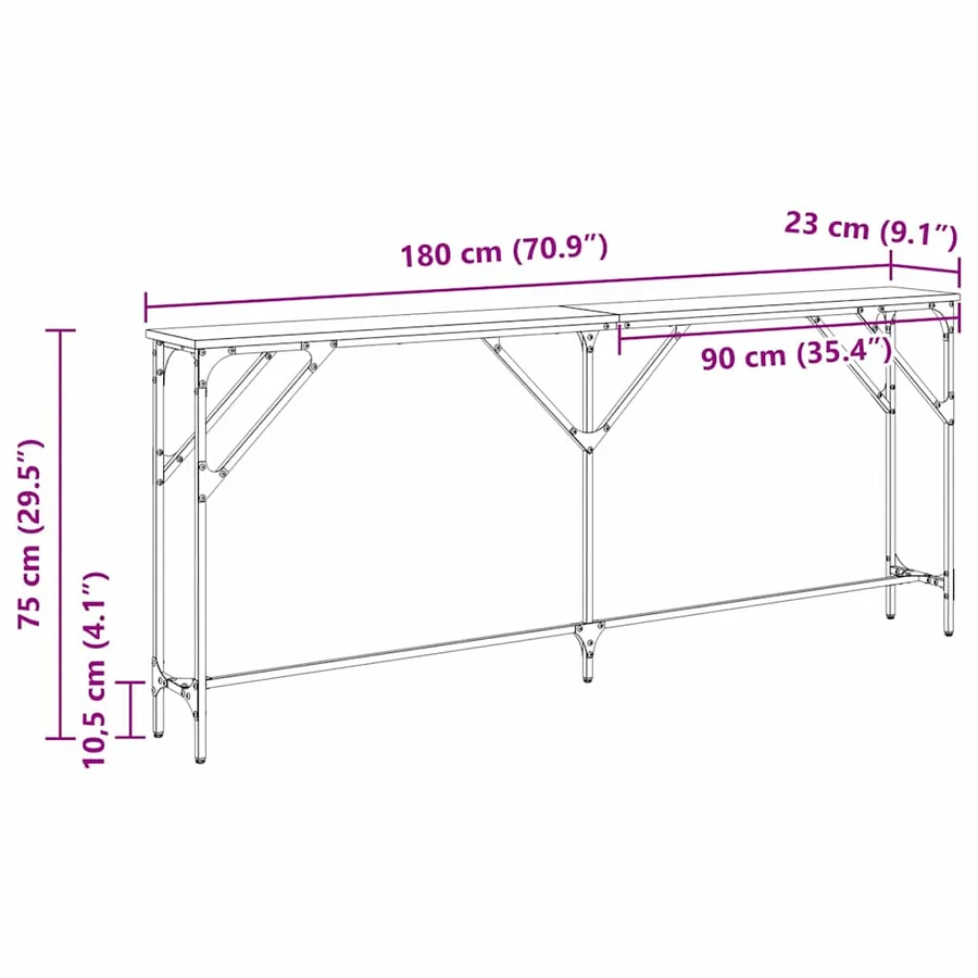 Table console Bois Ancien 180 x 23 x 75 cm - 11