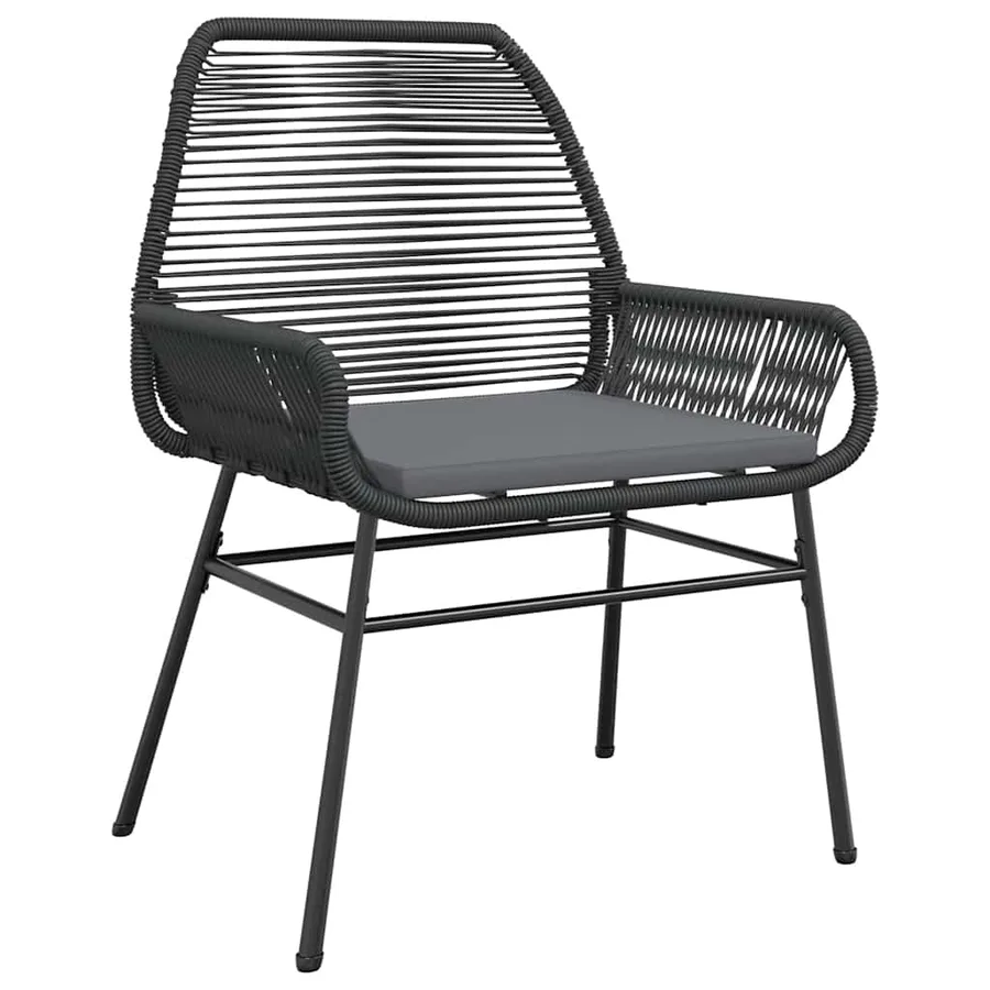 Ensemble à manger de jardin et coussins 3 pcs noir rotin verre - 4