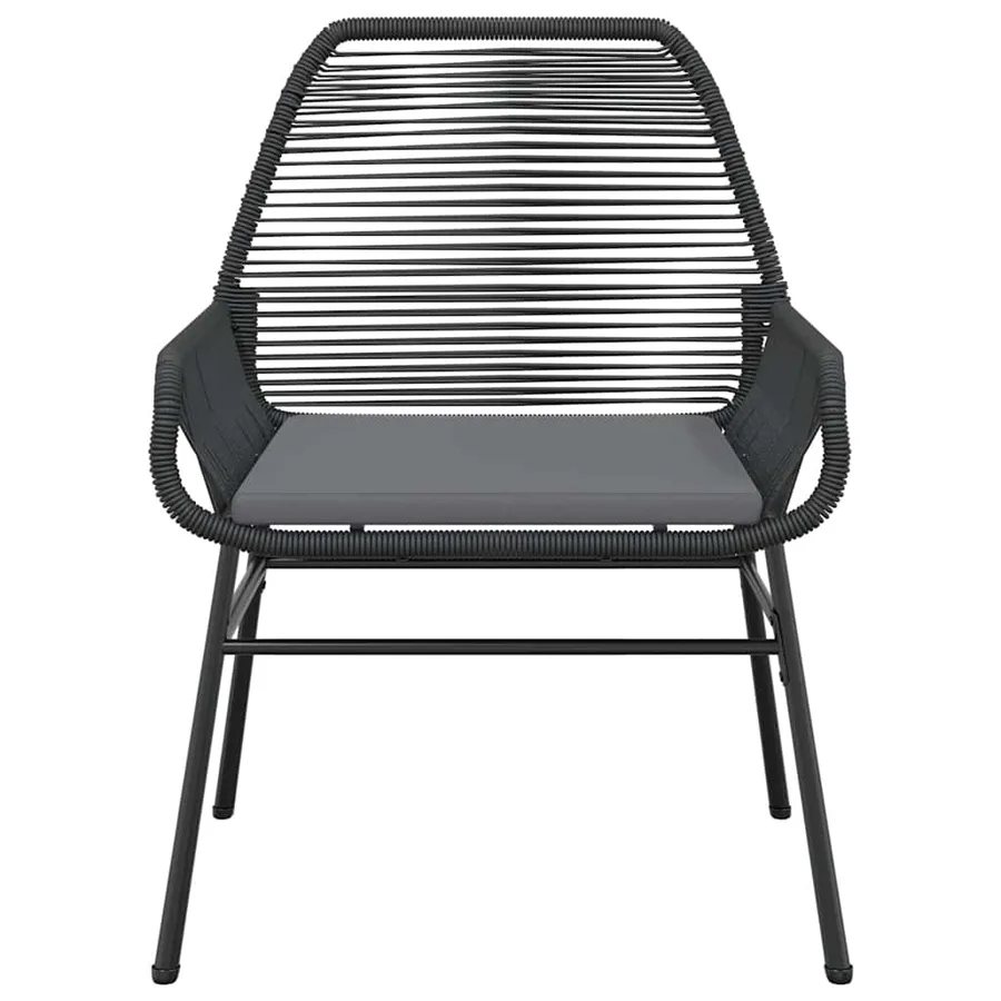 Ensemble à manger de jardin et coussins 3 pcs noir rotin verre - 6