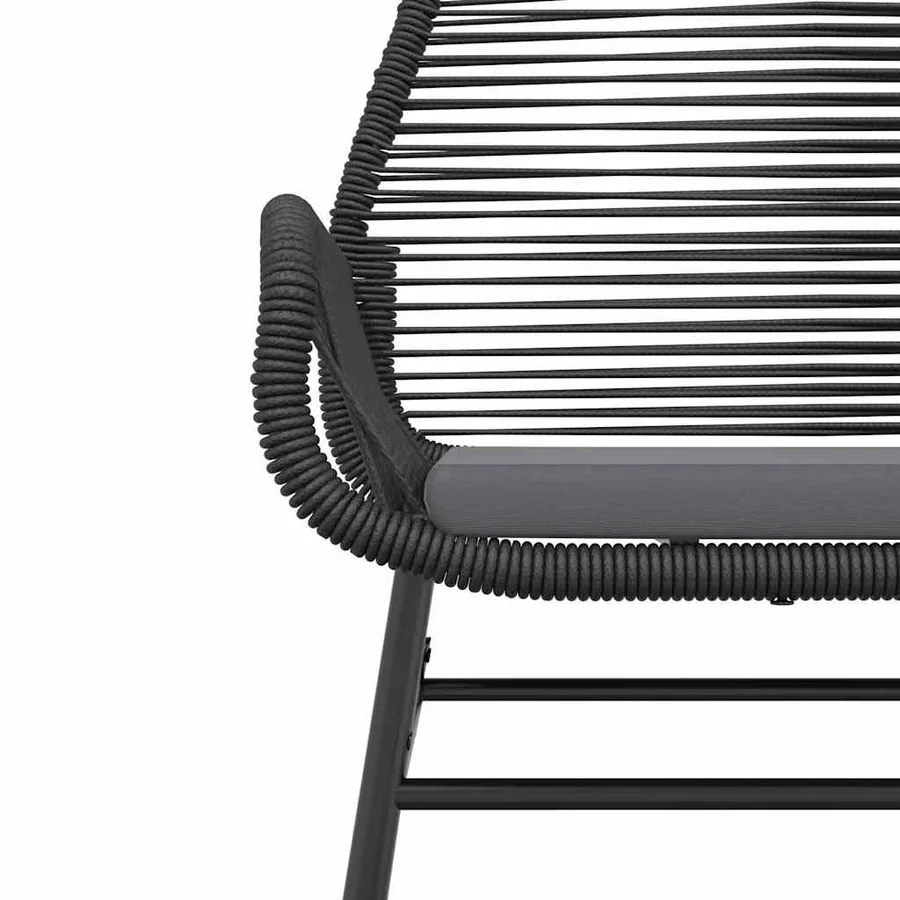 Ensemble à manger de jardin et coussins 3 pcs noir rotin verre - 8
