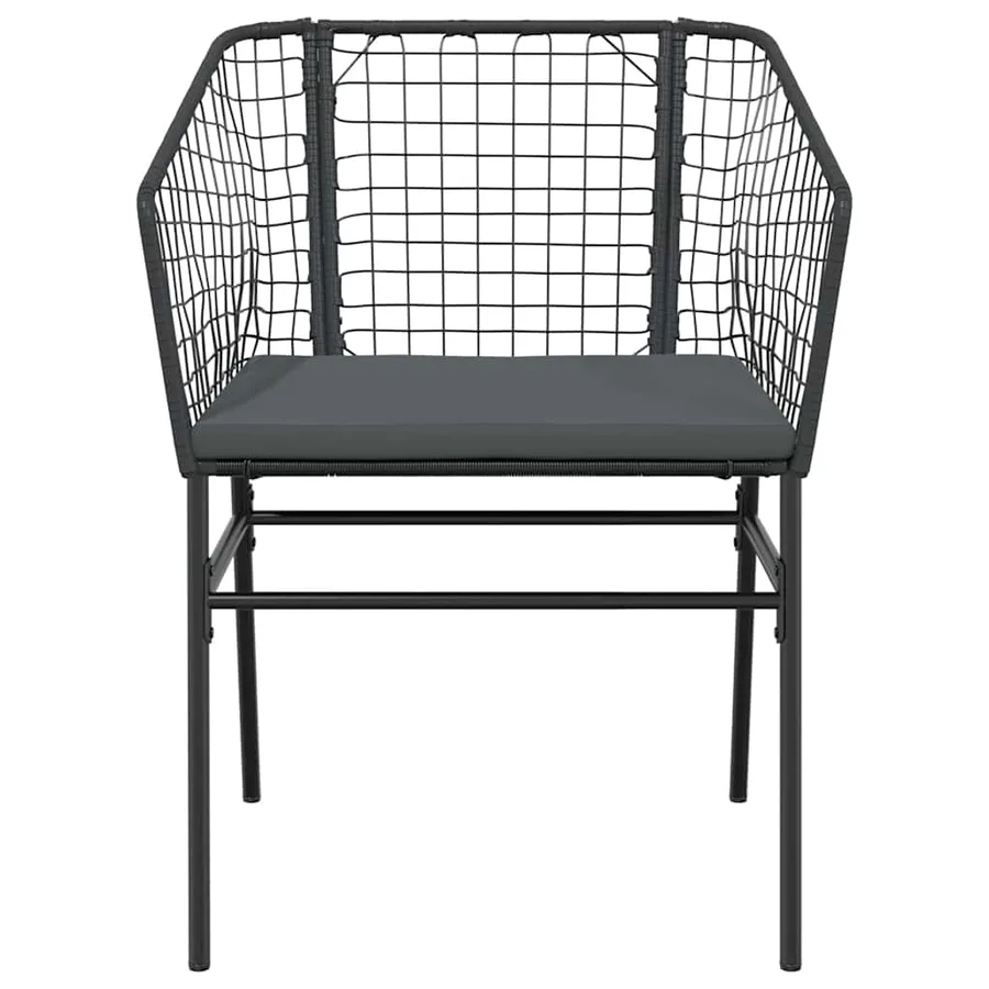 Ensemble à manger de jardin et coussins 3 pcs noir rotin verre - 6