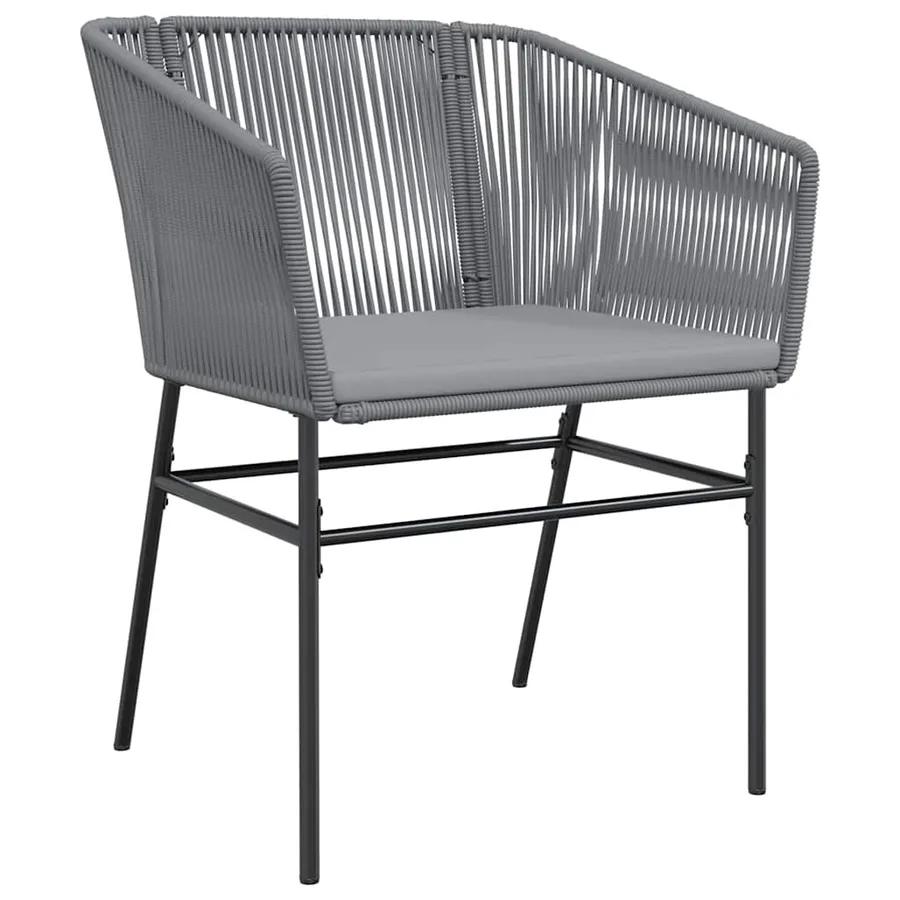 Ensemble à manger jardin coussins 5 pcs gris poly rotin verre - 6