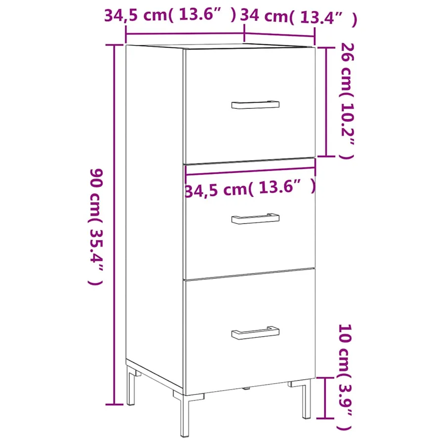 Buffet Chêne sonoma 34,5x34x90 cm Bois d'ingénierie - 12
