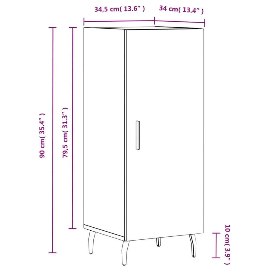 Buffet Sonoma gris 34,5x34x90 cm Bois d'ingénierie - 13