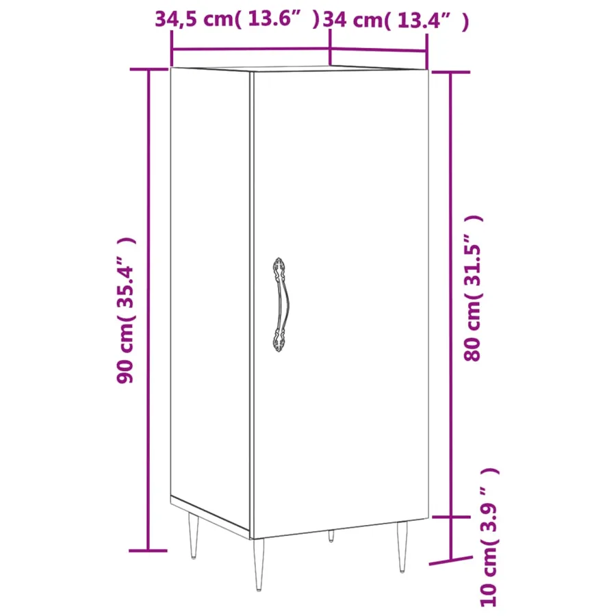 Buffet Sonoma gris 34,5x34x90 cm Bois d'ingénierie - 13