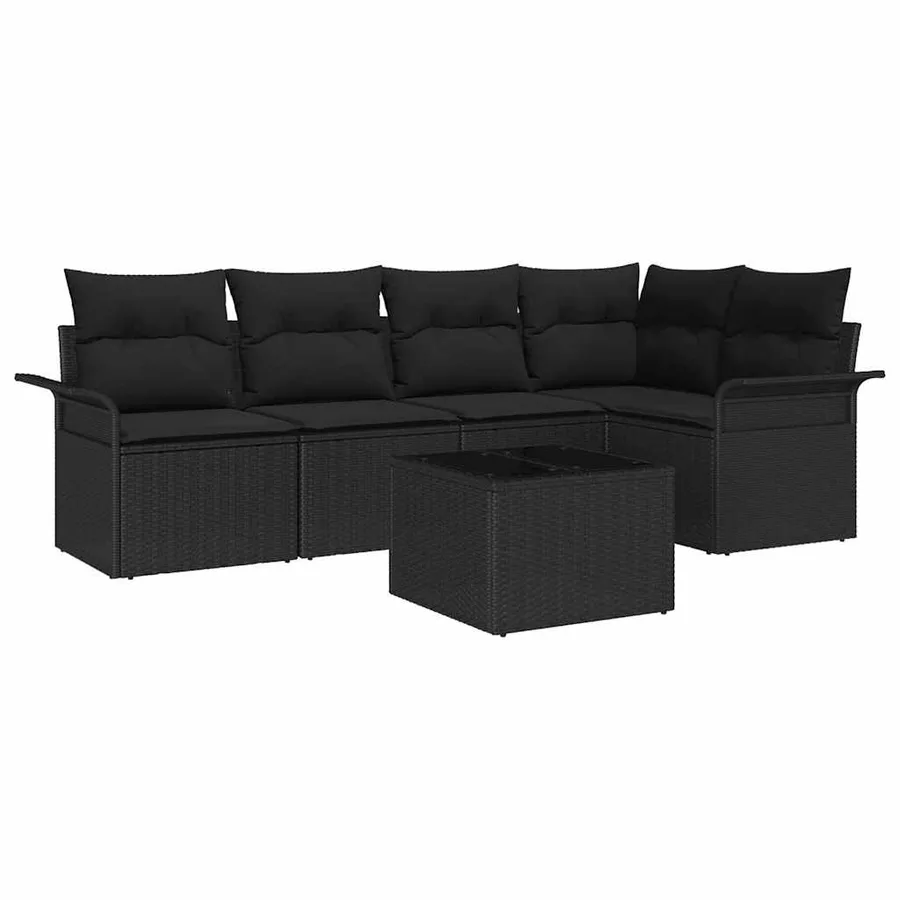 Ensemble de canapé de jardin avec coussin 6 pcs polyrotin - 2