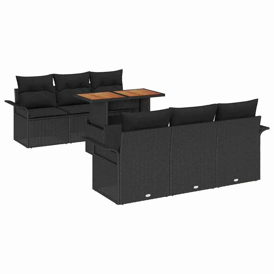 Ensemble de canapé de jardin avec coussin 7 pcs Noir - 2