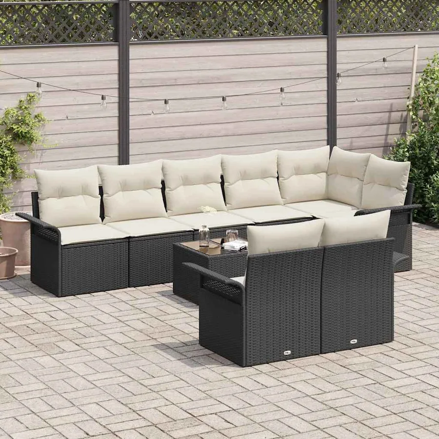 Ensemble de canapé de jardin avec stockage 9 pcs Noir polyrotin - 3