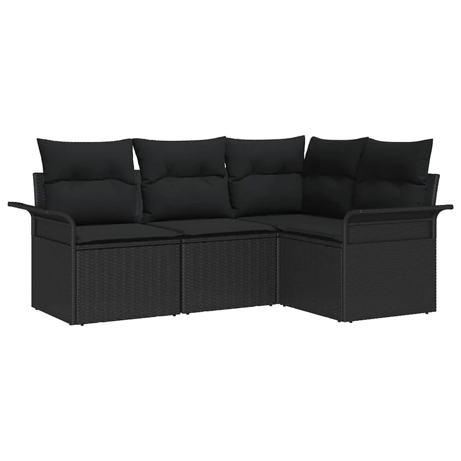 Ensemble de canapé de jardin avec stockage 4 pcs Noir polyrotin - 2