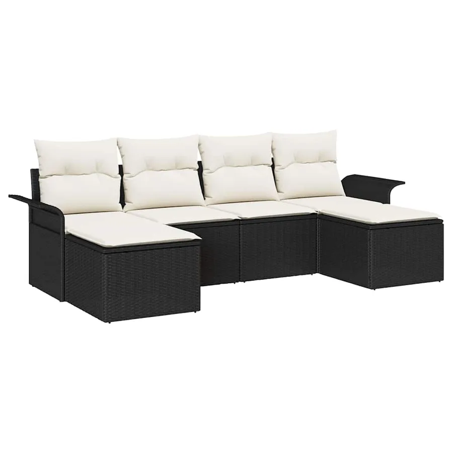 Ensemble de canapé de jardin avec stockage 6 pcs Noir polyrotin - 2