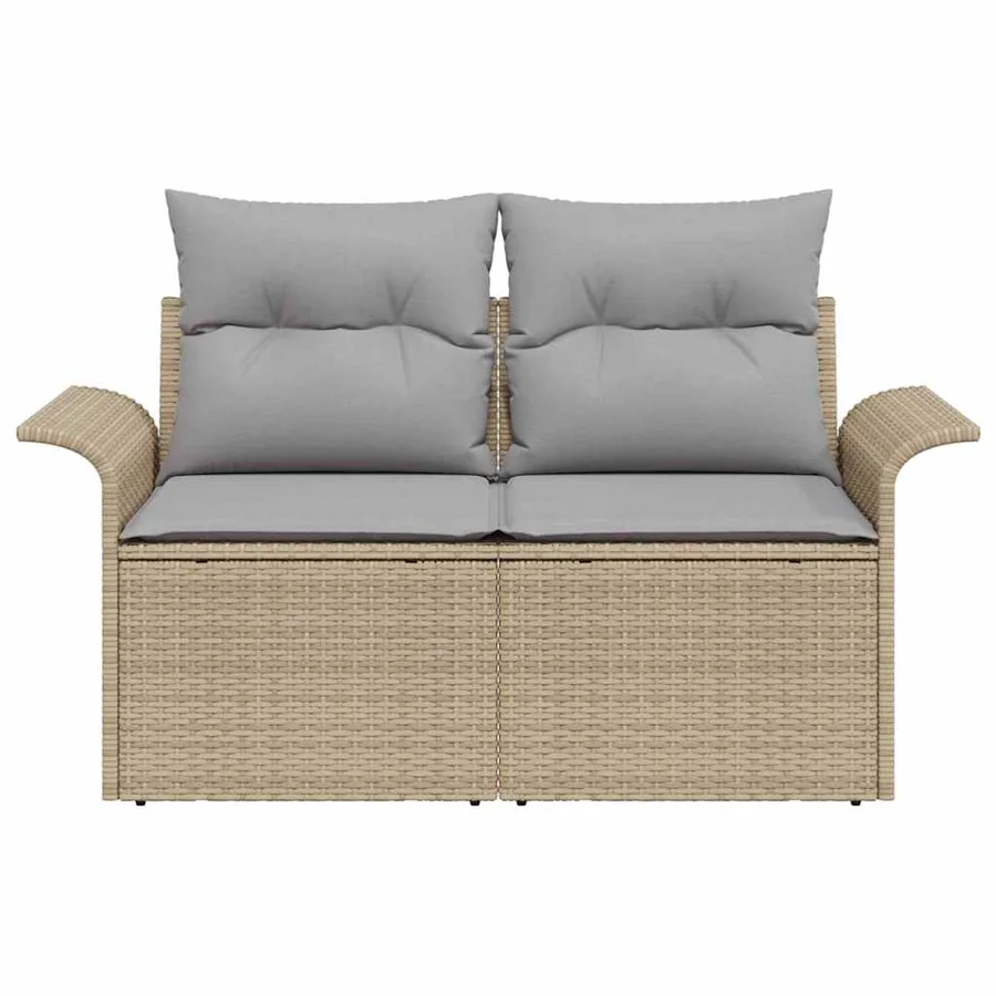 Canapé de jardin avec coussin Beige 141 x 62 x 69 cm polyrotin - 4