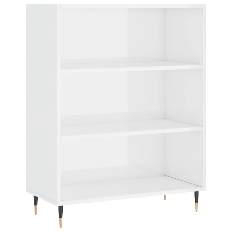 Bibliothèque blanc brillant 69,5x32,5x90 cm bois d'ingénierie - 2
