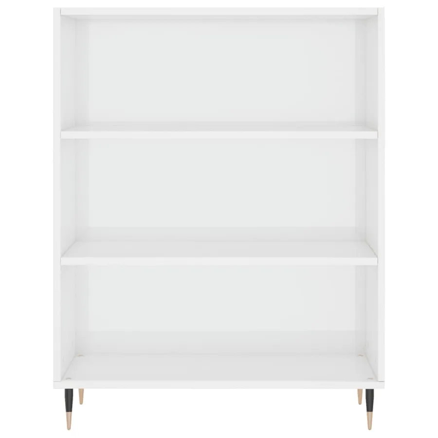 Bibliothèque blanc brillant 69,5x32,5x90 cm bois d'ingénierie - 4