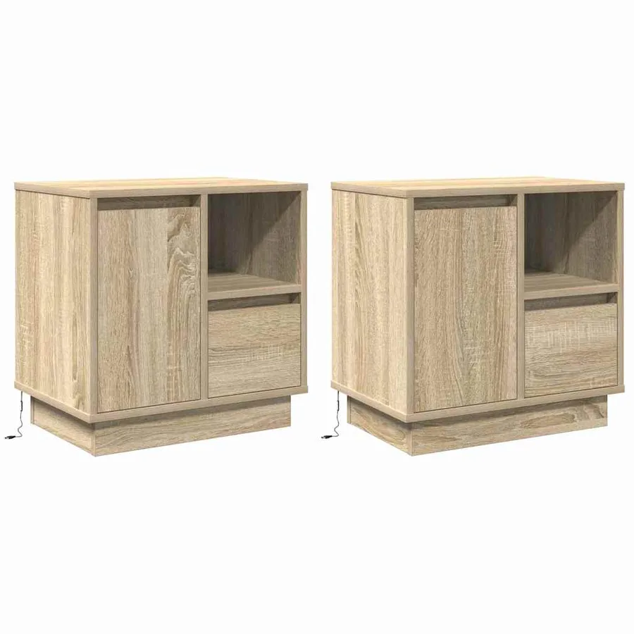 Cabinet de chevet 2 pcs Chêne Sonoma 50 x 34,5 x 50 cm. - 2