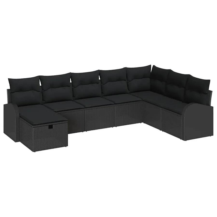 Ensemble de Canapés avec coussin avec stockage Noir polyrotin - 2