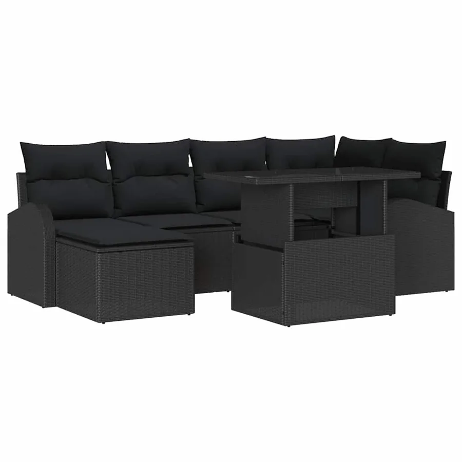 Ensemble de canapé de jardin avec coussin 7 pcs Noir - 2