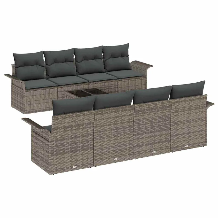 Ensemble de canapé de jardin 9 pcs Gris 55 x 55 x 37 cm - 2