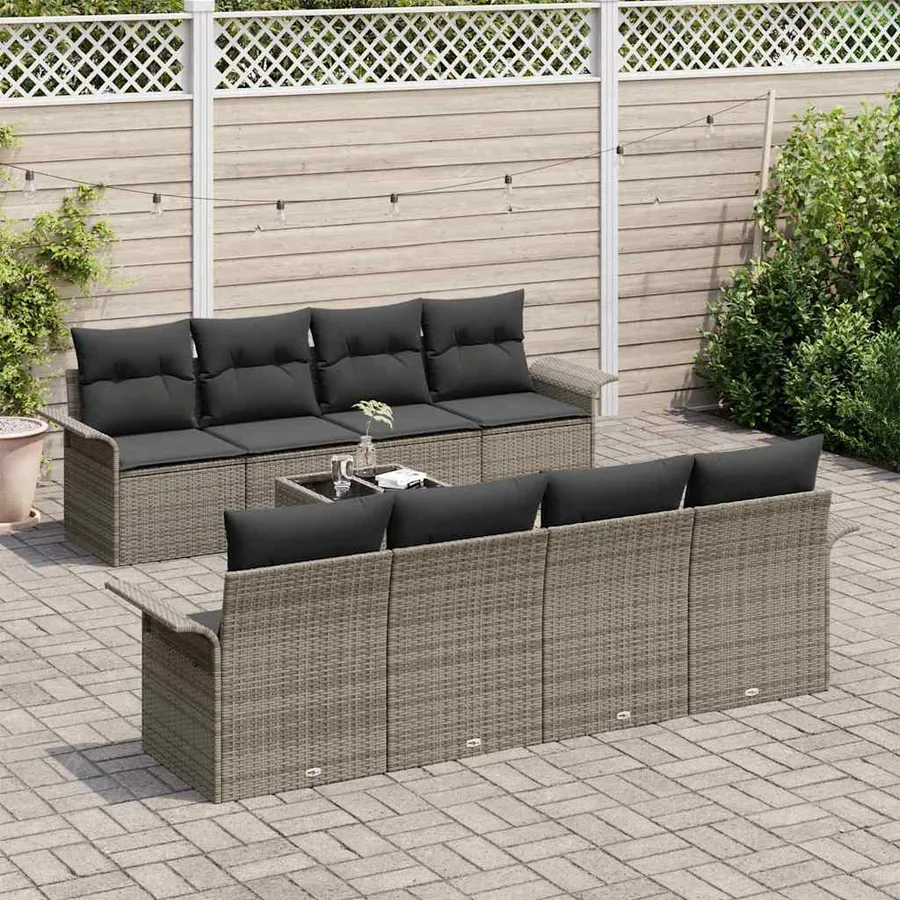 Ensemble de canapé de jardin 9 pcs Gris 55 x 55 x 37 cm - 3