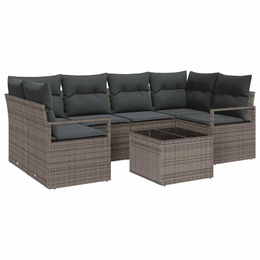 Ensemble de canapé de jardin avec coussin 7 pcs Gris - 2