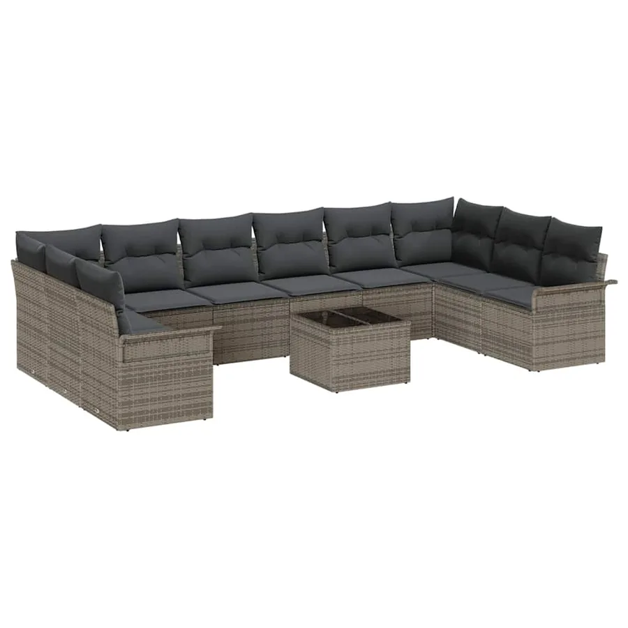 Ensemble de canapé de jardin 11 pcs Noir polyrotin - 2