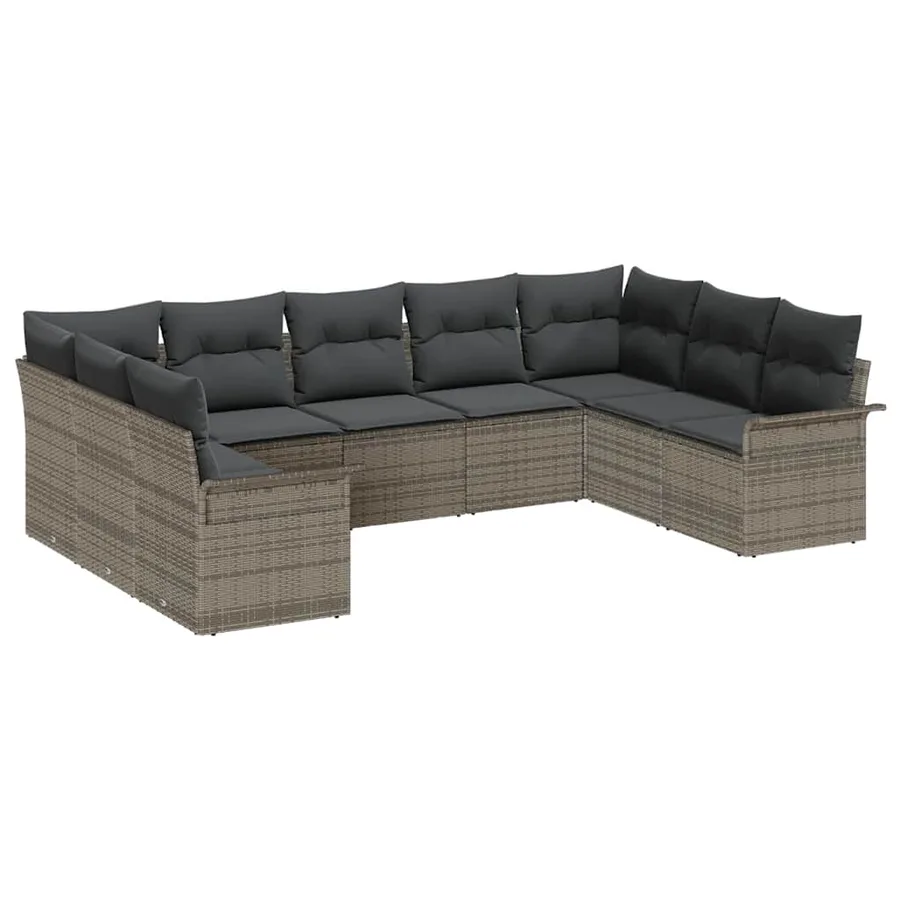 Ensemble de canapé de jardin avec stockage 9 pcs Gris polyrotin - 2