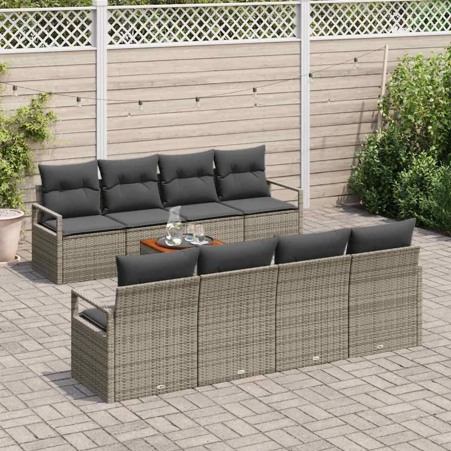 Ensemble de canapé de jardin avec stockage 9 pcs Gris polyrotin - 3