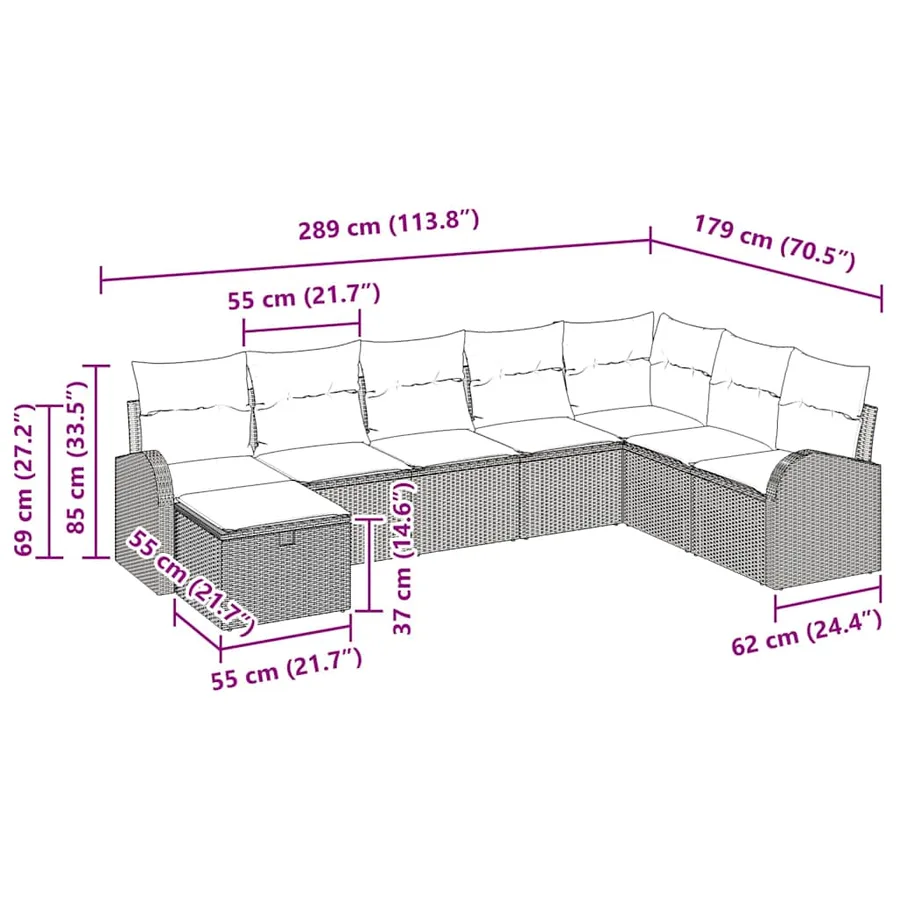 Ensemble de Canapés avec coussin beige et crème polyrotin - 8