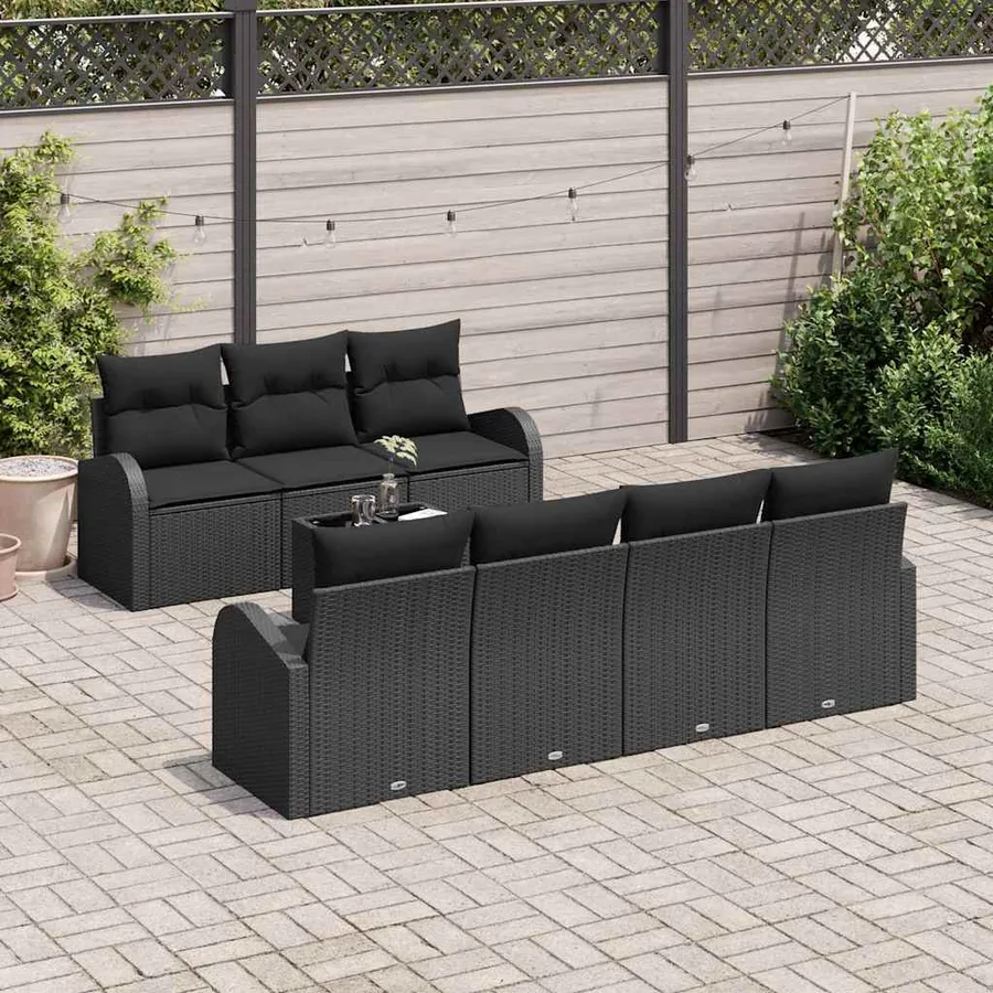 Ensemble de canapé de jardin Noir 55 x 55 x 37 cm polyrotin - 3