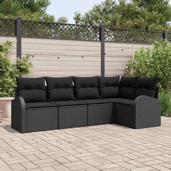 Ensemble de Canapés avec coussin Noir Polyester